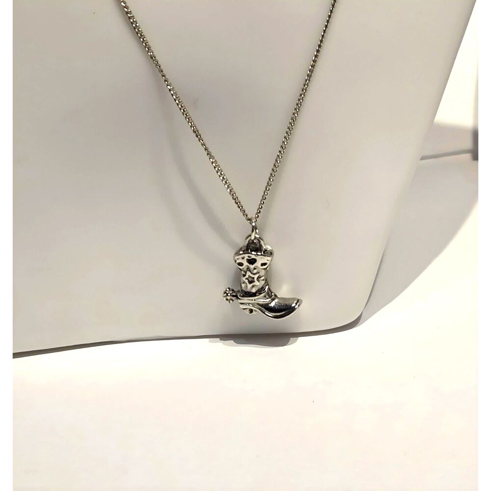 Silver Cowboy Boot Necklace - Western Boot Pendant Minimalist Jewelry cowgirl